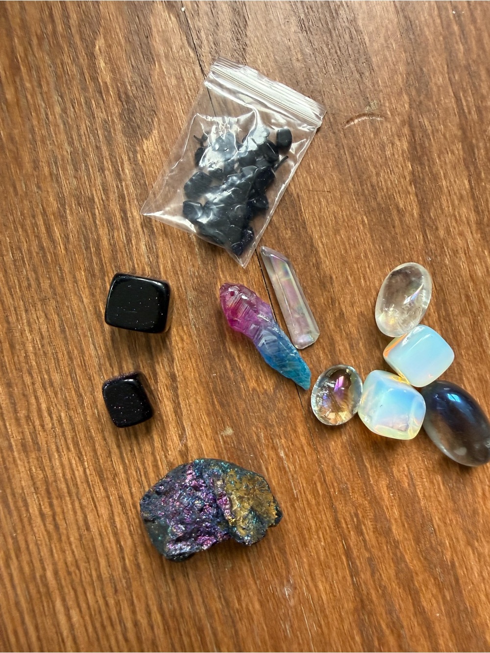 Aura Crystal Bundle - aura quartz, opalite, peacock ore, blue goldstone
